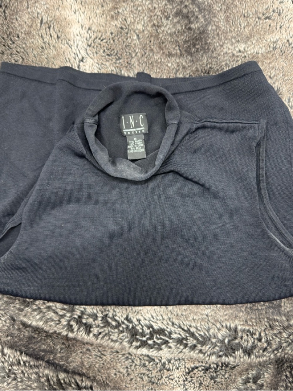 INC International Concepts Petite Black Knit Top